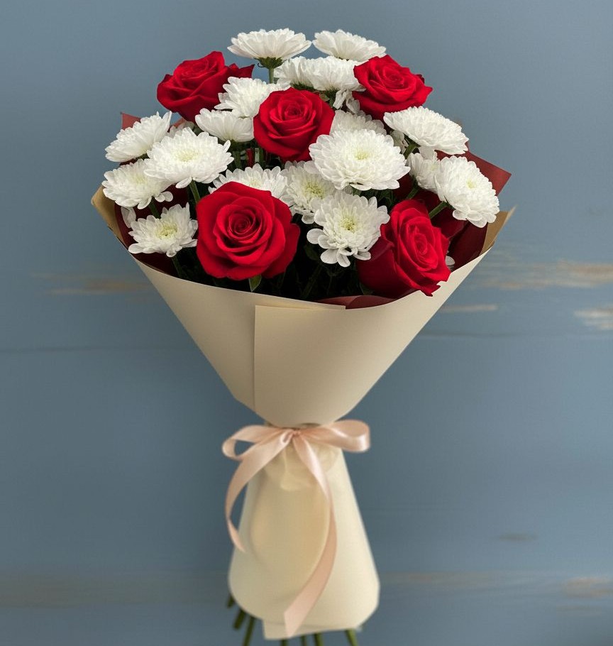 Букет цветов из: Розы и Хризантемы в Ногинск-9