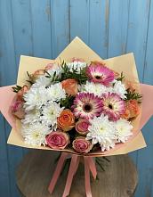 Букет цветов из:  Розы, Герберы и Хризантемы в Ногинск-9