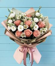 Букет цветов из:  Розы, Альстромерии и Лизиантусы в Ногинск-9