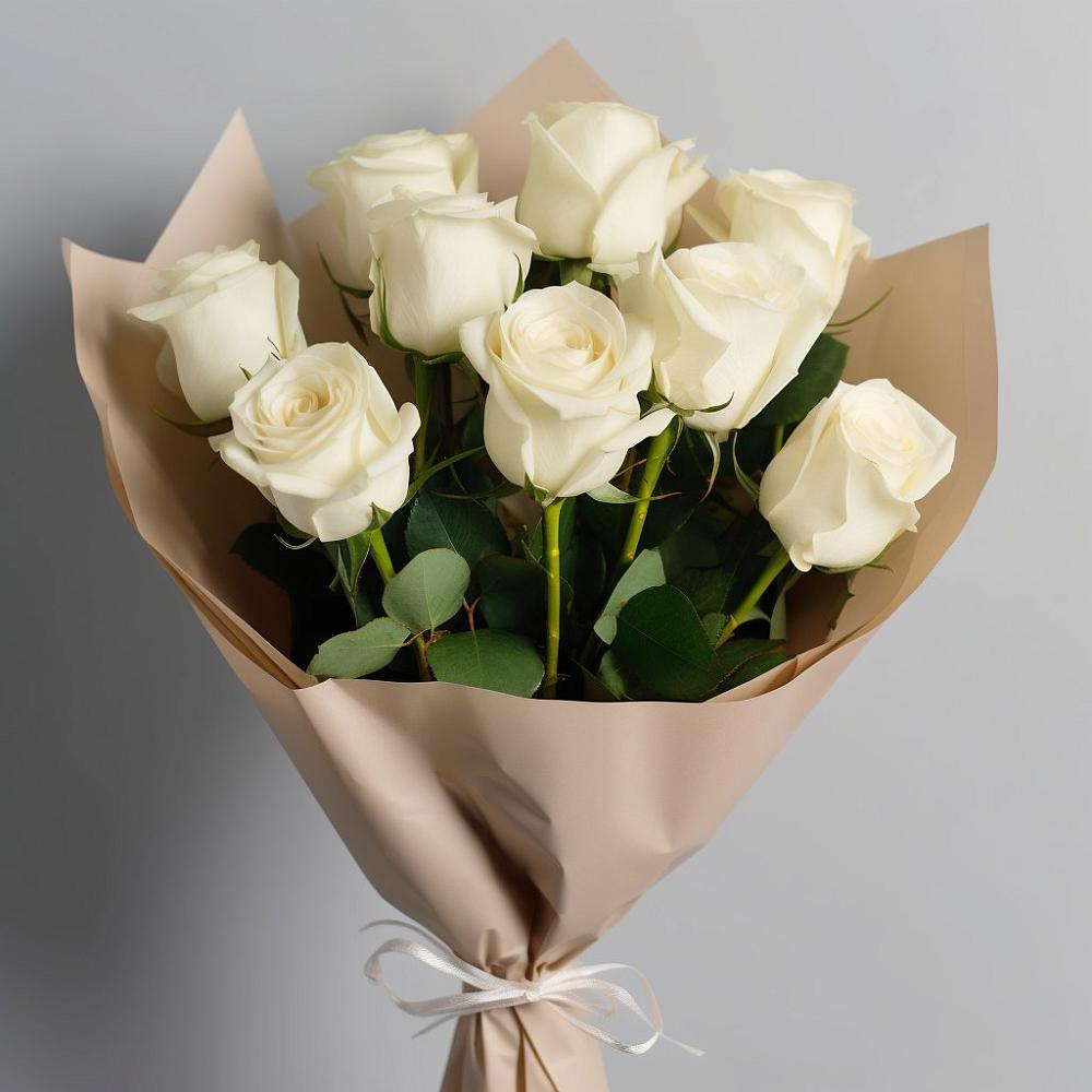 Букет 9 Белых роз Эдлесс Лав в Ногинск-9