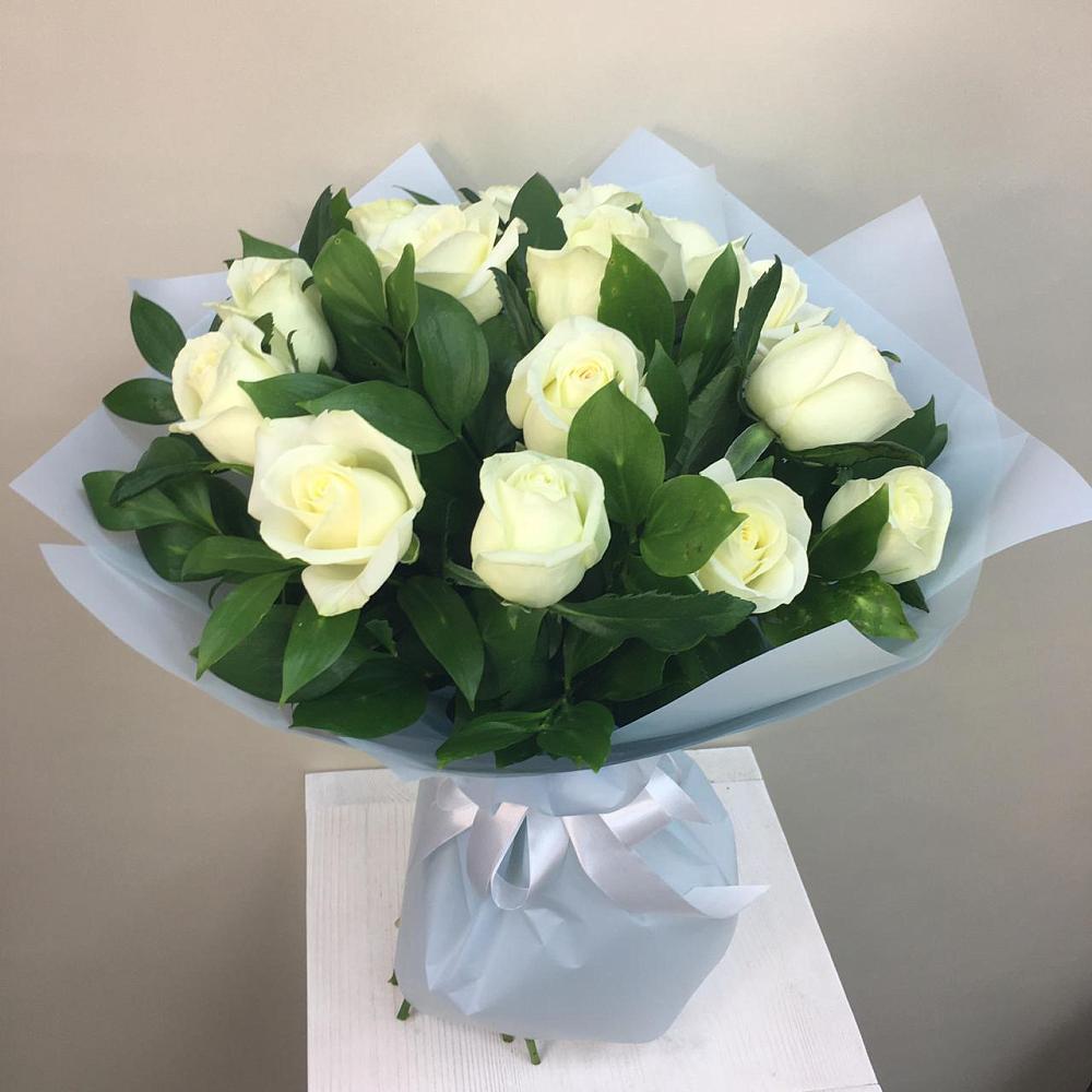 Букет 15 Белых роз Проуд в Ногинск-9