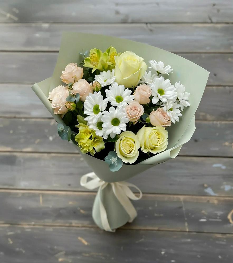 Букет цветов из: Альстромерии, Розы и Хризантемы в Ногинск-9
