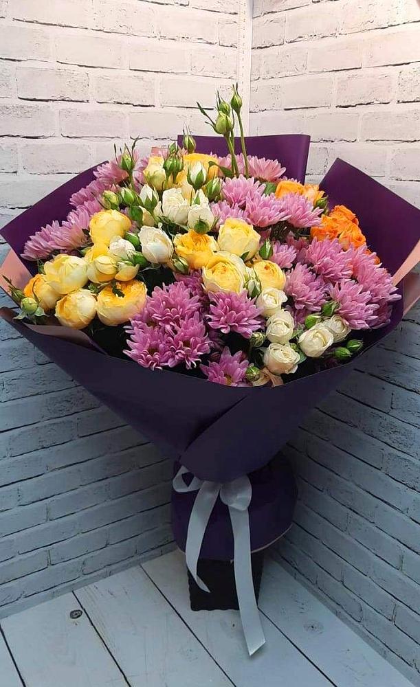 Букет цветов из: Хризантемы и Розы в Ногинск-9