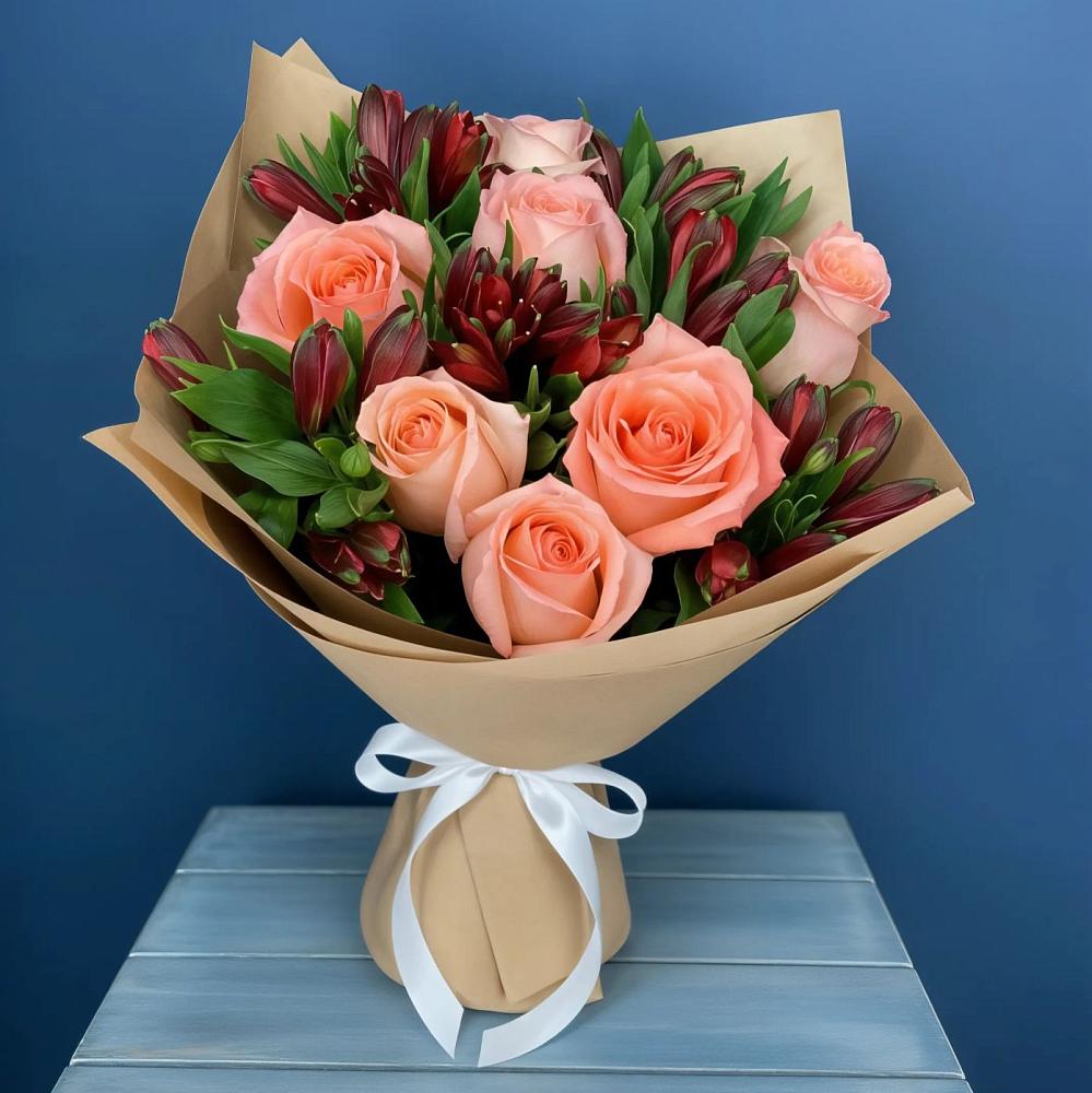 Букет цветов из: Розы и Альстромерии в Ногинск-9