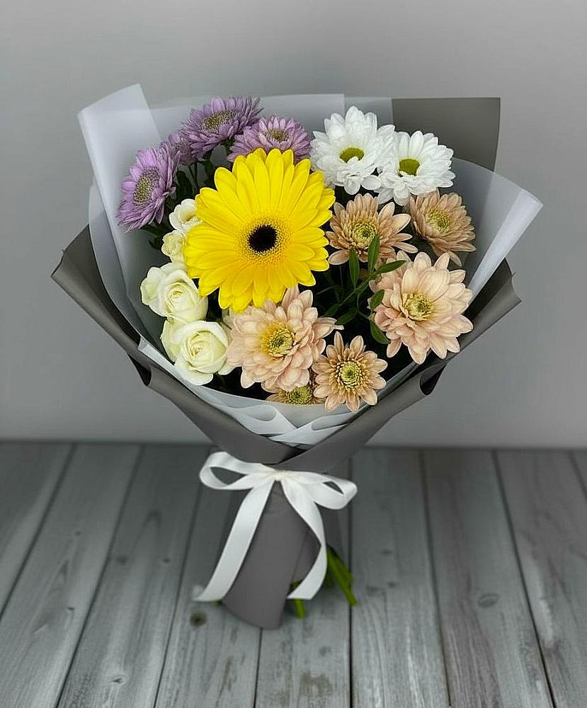 Букет цветов из: Розы, Герберы и Хризантемы в Ногинск-9