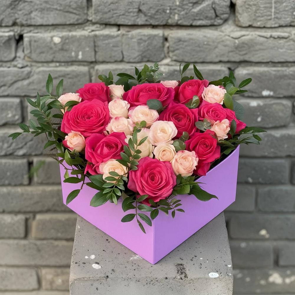Цветочная композиция из Розы в коробке в Ногинск-9