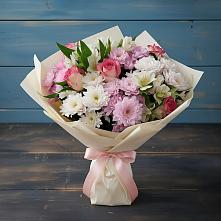 Букет цветов из:  Хризантемы, Альстромерии и Розы в Ногинск-9