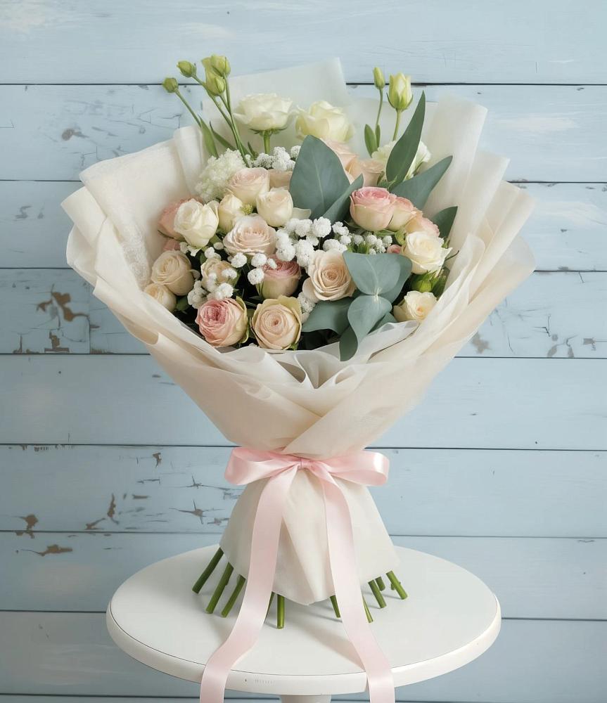 Букет цветов из: Розы и Лизиантусы в Ногинск-9