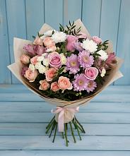 Букет цветов из:  Хризантемы, Розы и Альстромерии в Ногинск-9