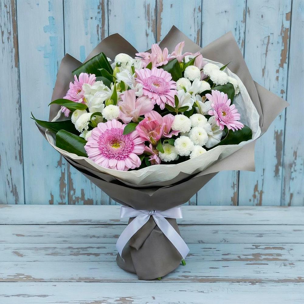 Букет цветов из: Герберы, Альстромерии и Хризантемы в Ногинск-9