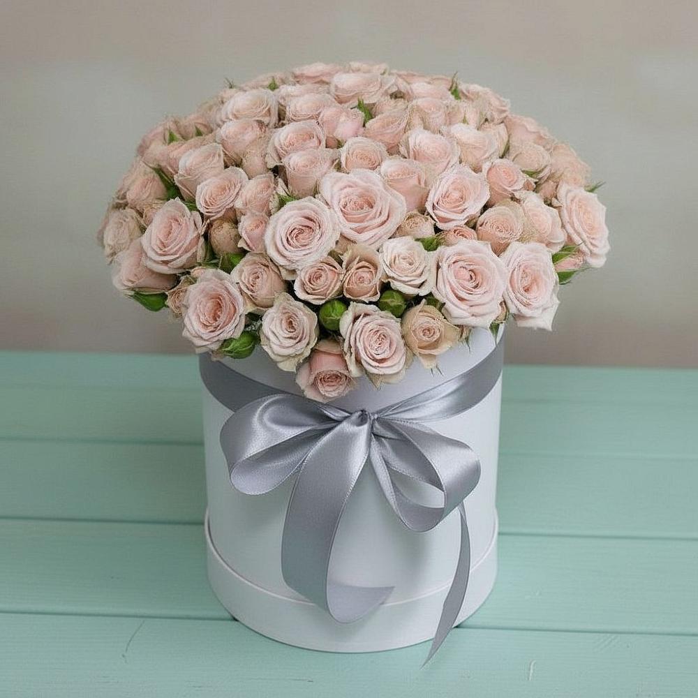 Цветочная композиция из Розы в шляпной коробке в Ногинск-9